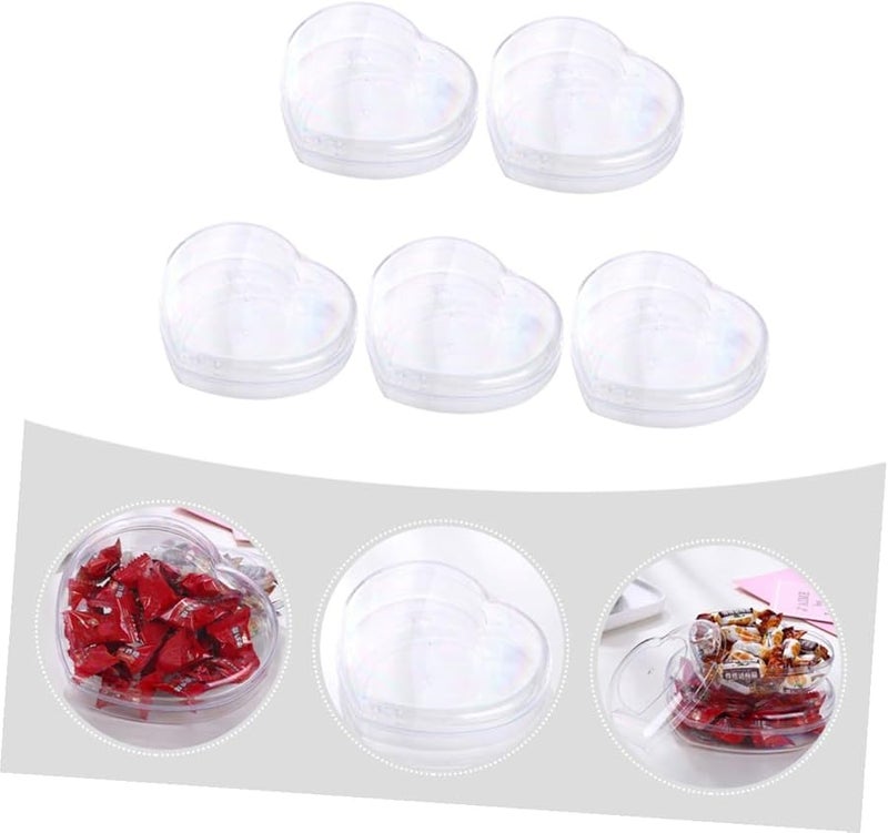Jojofuny 5 قطع علب حلوى بلاستيكية على شكل قلب شفافة لحفلات عيد الحب وتخزين الوجبات الخفيفة - Image 5