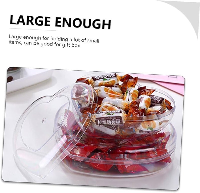 Jojofuny 5 قطع علب حلوى بلاستيكية على شكل قلب شفافة لحفلات عيد الحب وتخزين الوجبات الخفيفة - Image 4