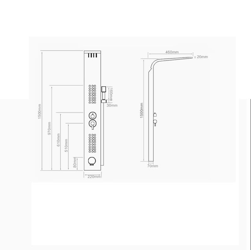 InArt Stainless Steel 304 Grade Shower Panel 5 in 1 Tower System with Waterfall, Rainfall Shower, Body Massage Spray, SS Handheld Shower, and Glass Shelf Rose Gold Color - Image 5