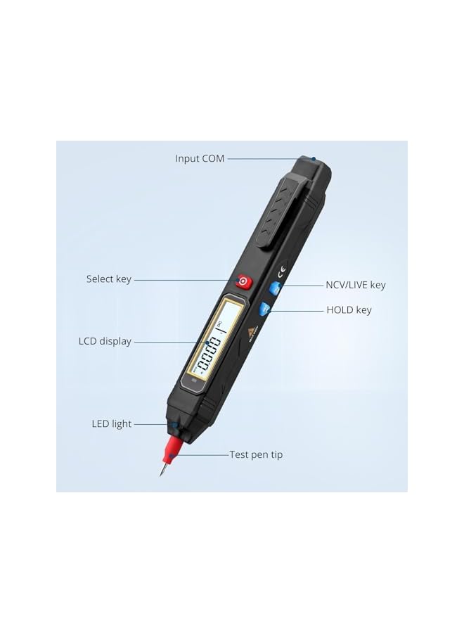 PROMASS Multimeter AC/DC Voltage Tester, 6000 Counts Pen Type Professional Current Meter, Non-Contact Electricians Voltmeter Tester for AC/DC Voltage, Live Wire, Resistance, Continuity and Diode Tests - Image 3
