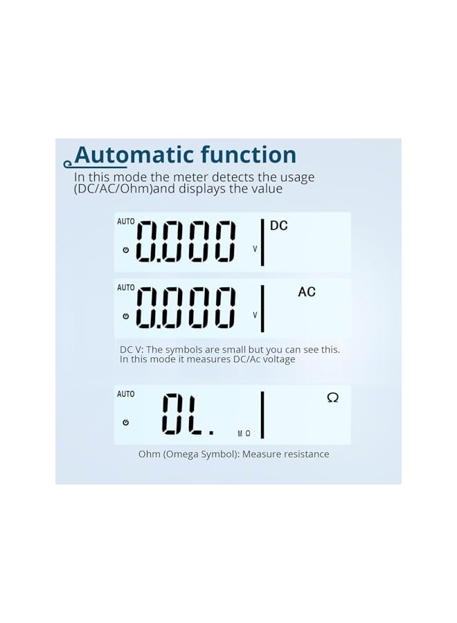 PROMASS Multimeter AC/DC Voltage Tester, 6000 Counts Pen Type Professional Current Meter, Non-Contact Electricians Voltmeter Tester for AC/DC Voltage, Live Wire, Resistance, Continuity and Diode Tests - Image 4