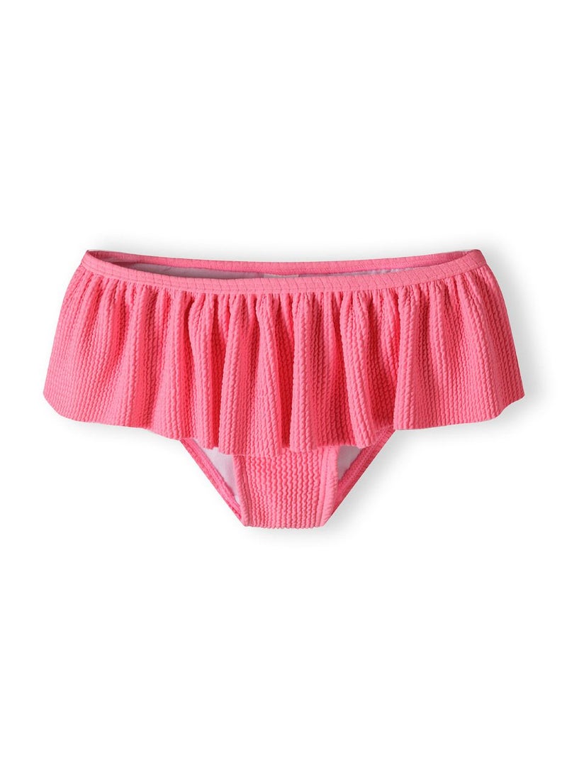 MINOTI Girls' 2-Piece Bikini – Pink Textured with One-Shoulder Ruffles  - Image 4