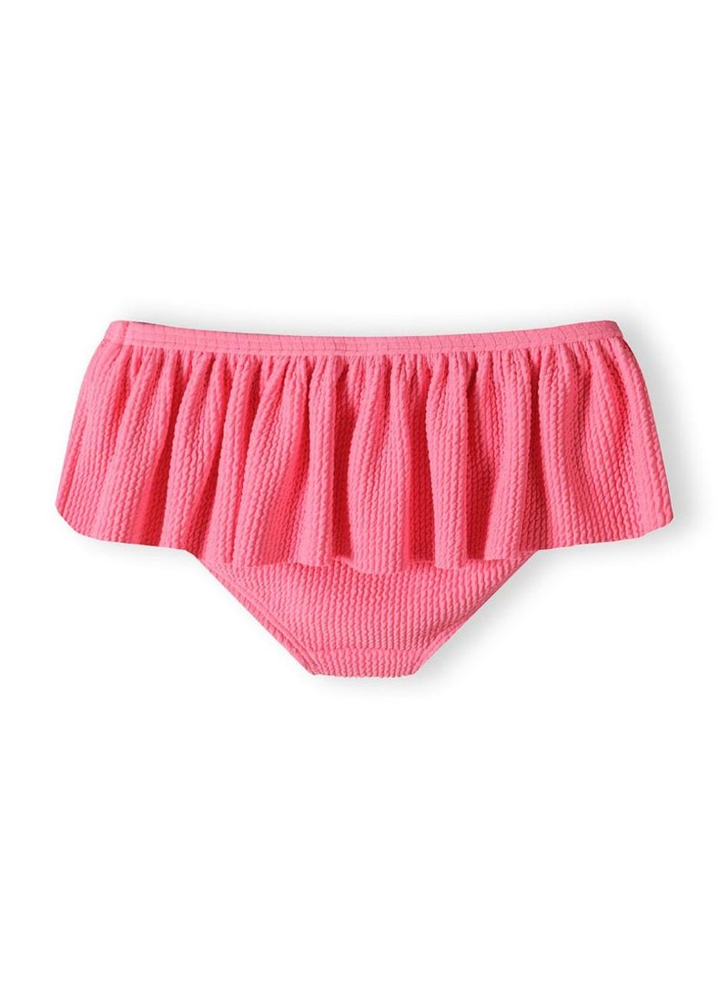 MINOTI Girls' 2-Piece Bikini – Pink Textured with One-Shoulder Ruffles  - Image 5