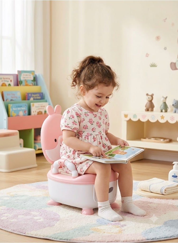 MUMS PLANET Kids Potty Training Toilet with Detachable Drawer - Soft Pink Rabbit Cartoon Potty Chair for Toddler Girls Health & Hygiene/ built-in splash guard - Image 4