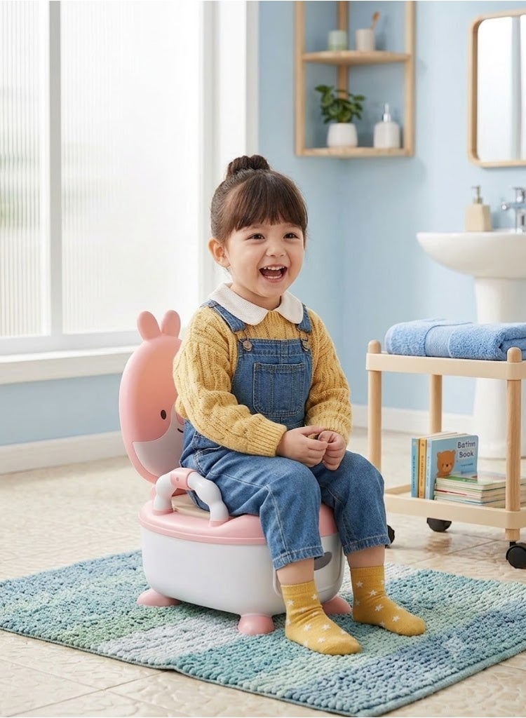 MUMS PLANET Kids Potty Training Toilet with Detachable Drawer - Soft Pink Rabbit Cartoon Potty Chair for Toddler Girls Health & Hygiene/ built-in splash guard - Image 5