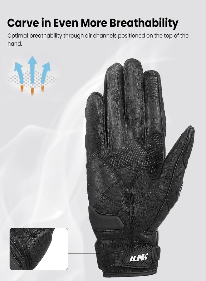 ILM Air Flow Leather Motorcycle Gloves for Men and Women (L, Black) - Image 4