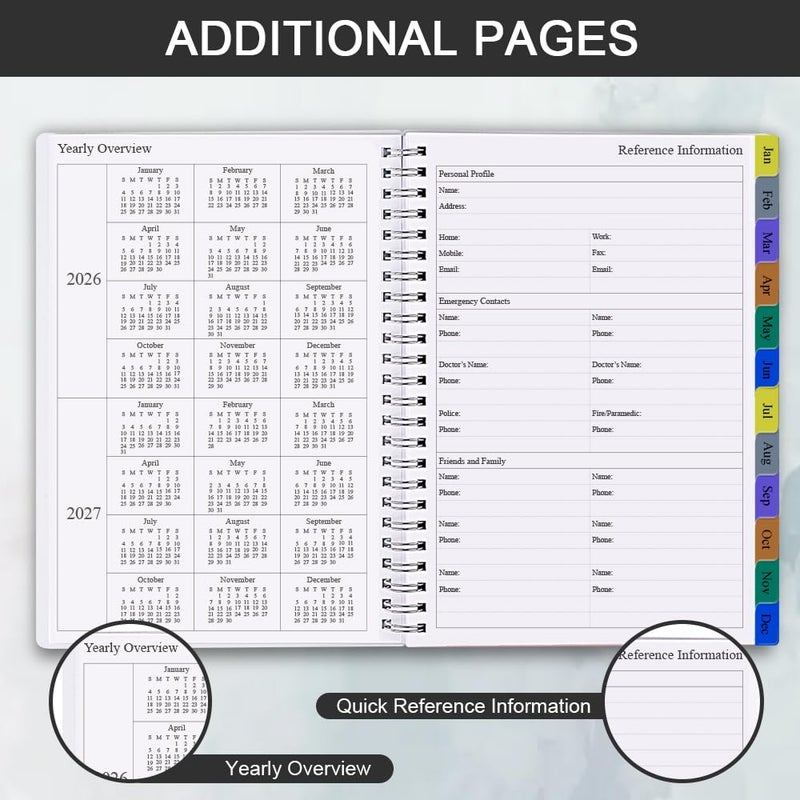 Getvow 2026 Planner - Planner 2026 for Women & Men, January 2026 - December 2026, Monthly and Weekly Calender Planner with 12 Monthly Tabs, 6.4" x 8.5", Black - Image 4