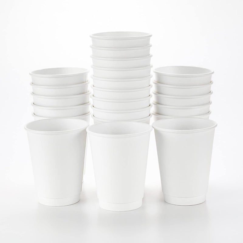 Restaurantware 500-CT Disposable White 12-oz Hot Beverage Cups with Double Wall Design: No Need for Sleeves - Perfect for Cafes - Eco Friendly Recyclable Paper - Insulated - Wholesale Takeout Coffee Cup - Image 1