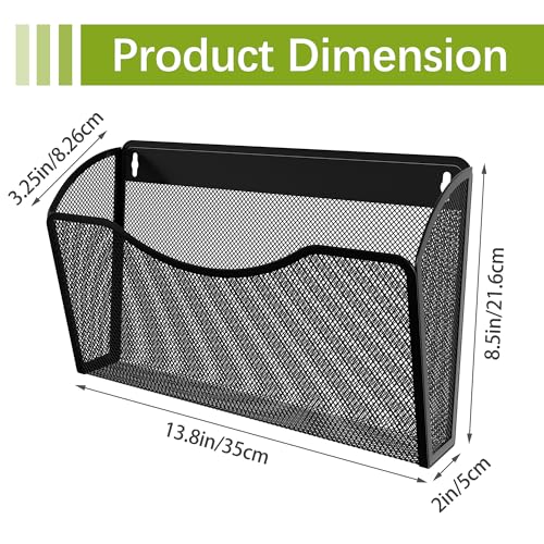EasyPAG Wall File Organizer 3 Single Pocket Mesh Hanging File Folder Organizer for Letter/A4 Size Folders Wall Mounted Vertical Mail Holder for Paperwork, Office, Home, School, Black - Image 4