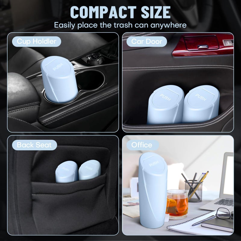 SGLRT Car Trash Can Bin with Lid - Car Garbage Can Cup Holder - Light Blue Mini Leakproof Vehicle Trash Garbage Can Bin with 20pcs Trash Bags-Car Organizers and Storage for Front Back Seat Accessories - Image 3