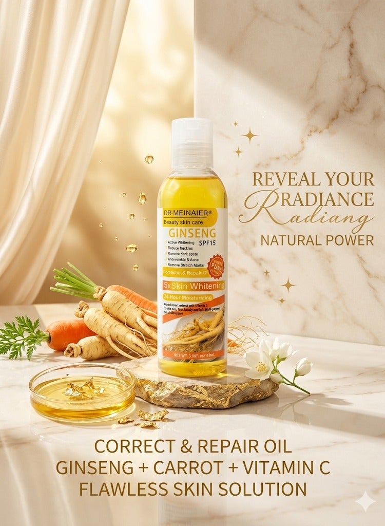 DR.MEINAIER 118ml Beauty Skin Care Ginseng SPF15 Corrector and Repair Oil Skin whitening Moisturizing Face and Body Oil Anti Wrinkle Acne Nourishing Deep Hydration Skin Repair and Glow Enhancing Serum Multi Purpose Oil - Image 2