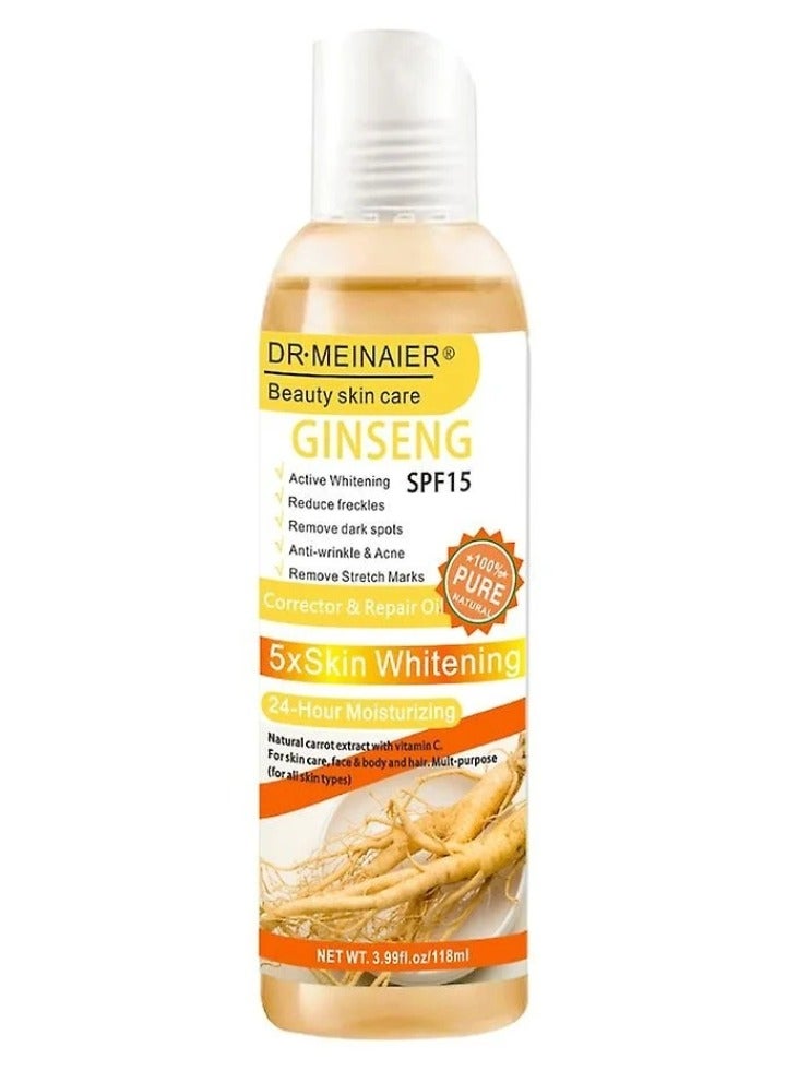 DR.MEINAIER 118ml Beauty Skin Care Ginseng SPF15 Corrector and Repair Oil Skin whitening Moisturizing Face and Body Oil Anti Wrinkle Acne Nourishing Deep Hydration Skin Repair and Glow Enhancing Serum Multi Purpose Oil - Image 1