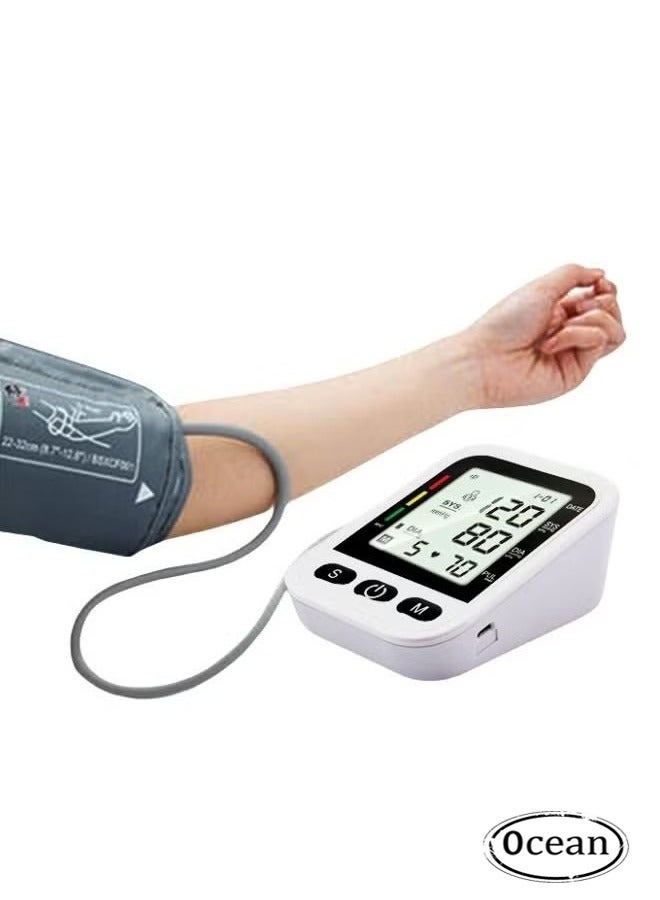Ocean Digital Blood Pressure Monitor, Upper Arm Blood Pressure Monitor with Adjustable Blood Pressure Cuff Automatic & Digital Blood Pressure Machin, LCD Display Home BP Monitor, Memory Voice Prompt - Image 1