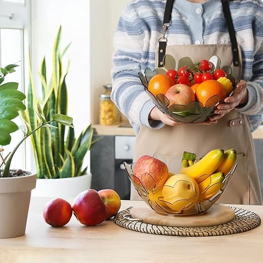 SUNBEET Transparent Petal Shaped Fruit Basket, Creative Flower Cutout Fruit Bowl, Decorative Fruit Tray for Vegetables, Snacks, Bread, Fruits, and Candy (Multicolor) (Pack of 1) (Fruit Basket) - Image 5