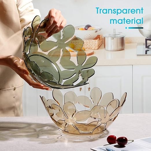 SUNBEET Transparent Petal Shaped Fruit Basket, Creative Flower Cutout Fruit Bowl, Decorative Fruit Tray for Vegetables, Snacks, Bread, Fruits, and Candy (Multicolor) (Pack of 1) (Fruit Basket) - Image 2
