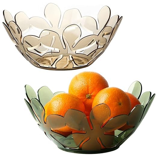 SUNBEET Transparent Petal Shaped Fruit Basket, Creative Flower Cutout Fruit Bowl, Decorative Fruit Tray for Vegetables, Snacks, Bread, Fruits, and Candy (Multicolor) (Pack of 1) (Fruit Basket) - Image 4