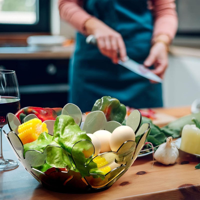 SUNBEET Transparent Petal Shaped Fruit Basket, Creative Flower Cutout Fruit Bowl, Decorative Fruit Tray for Vegetables, Snacks, Bread, Fruits, and Candy (Multicolor) (Pack of 1) (Fruit Basket) - Image 3