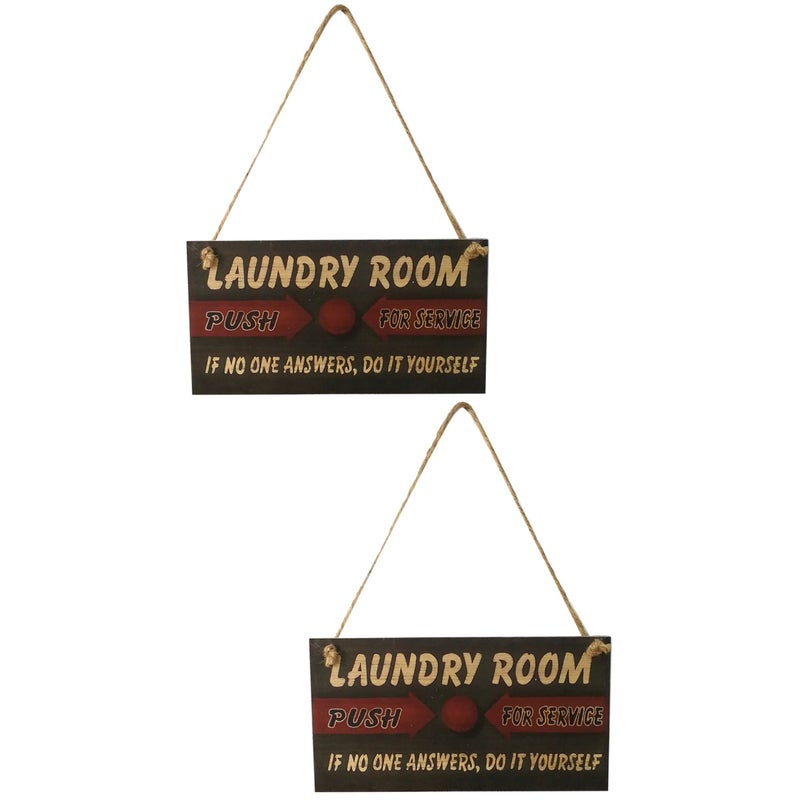 2pcs Laundry Room Wall Plaque Sign Hanging Wall Door Sign Decor Ornament - Image 1
