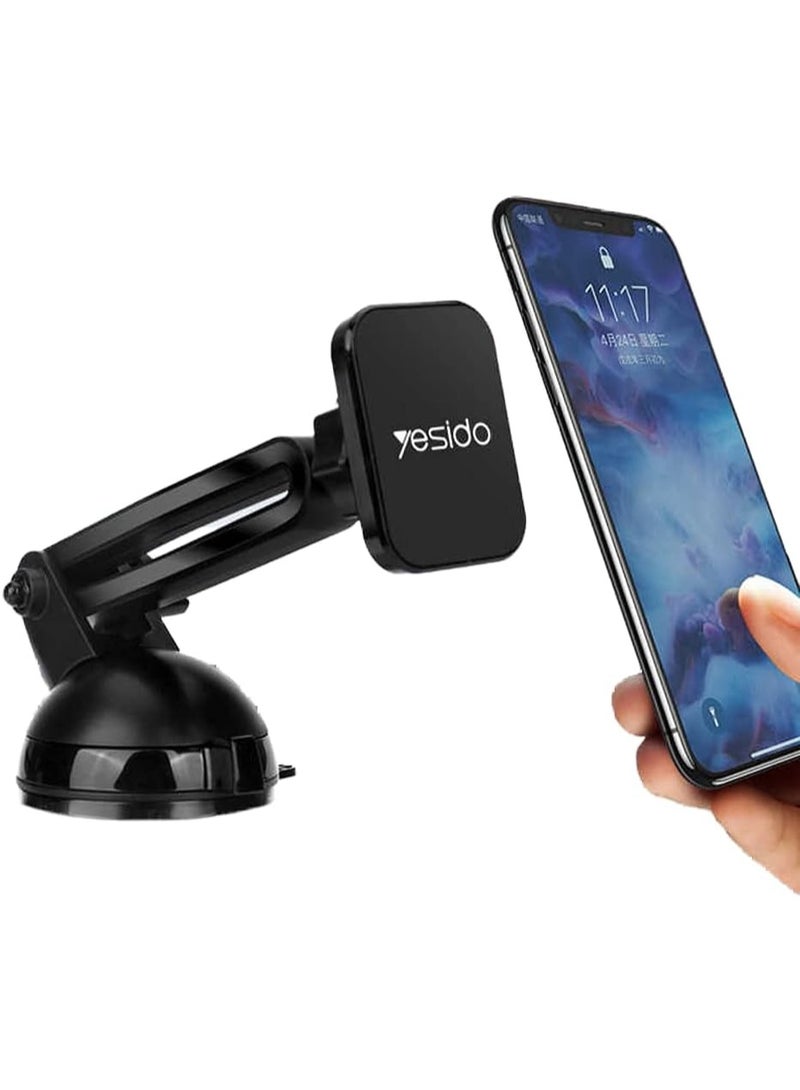 YESIDO C39 Telescopic Magnetic Car Phone Holder – Strong Suction Windshield & Dashboard Mount, Retractable Bracket Stand for All Smartphones - Image 1
