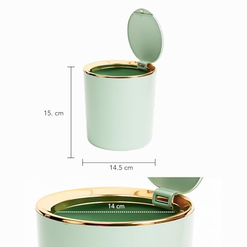 Soko Cute Portable Mini Trash Can, Small One-Key Press Plastic Fancy Press-Top Desktop Dustbin Waste/Garbage Disposal For Home, Office, Bathroom, Bedroom, Kitchen, Work, Study Table - (Mint Green) - Image 2