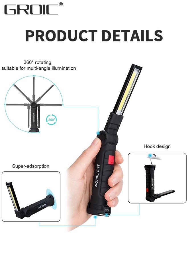 GROIC Rechargeable Work Lights, LED Work Light with Magnetic Base & Hanging Hook, 360°Rotate 5 Modes Magnetic Rechargeable Flashlights for Mechanics Car Repair Home  - Image 5