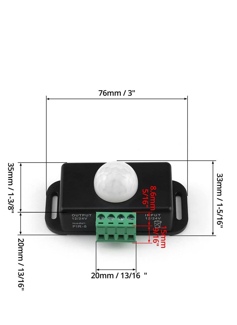 SYOSI - 2 Pack Body Infrared Light Switch 12V 24V PIR Motion Sensor Switch for LED Light Strip Automatic  Controller LED Strips Lighting - Image 1
