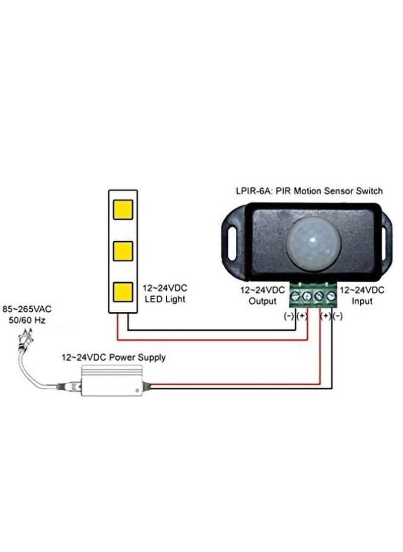 SYOSI - 2 Pack Body Infrared Light Switch 12V 24V PIR Motion Sensor Switch for LED Light Strip Automatic  Controller LED Strips Lighting - Image 1