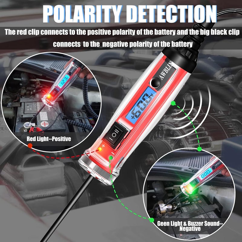 AWBLIN Power Circuit Probe Tester - LCD Digital Automotive Test Light with Voltage Display & Illumination - Image 3