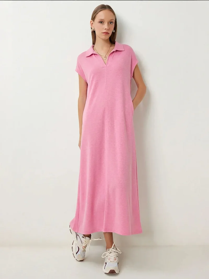 السعادة في إسطنبول ISTANBUL Polo Collar Pull-On Midi Dress with Pocket