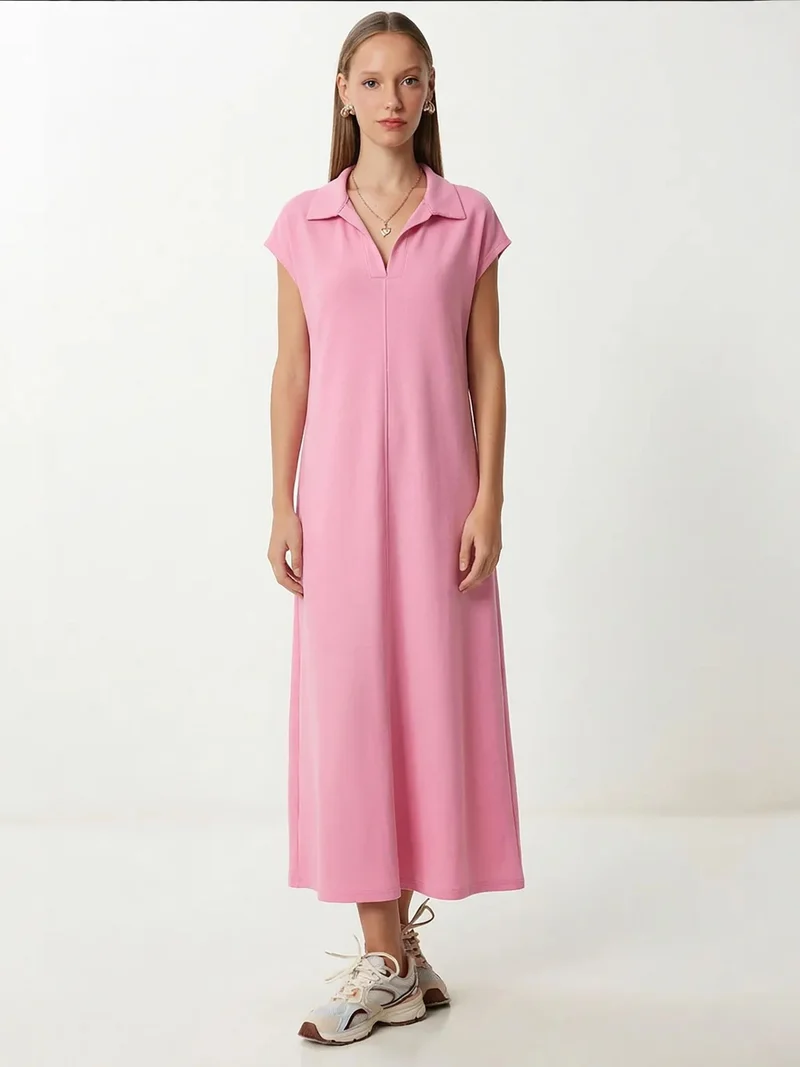 السعادة في إسطنبول ISTANBUL Polo Collar Pull-On Midi Dress with Pocket