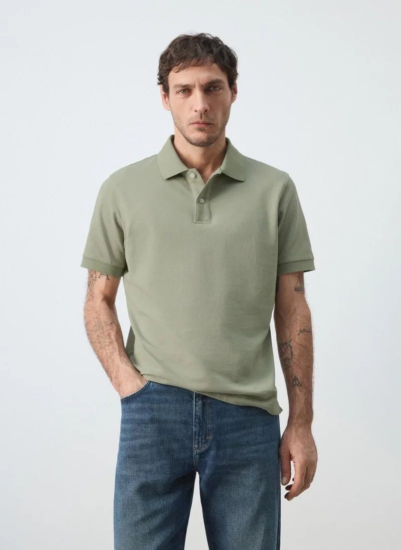 Mango Man Regular-fit cotton piqué polo shirt