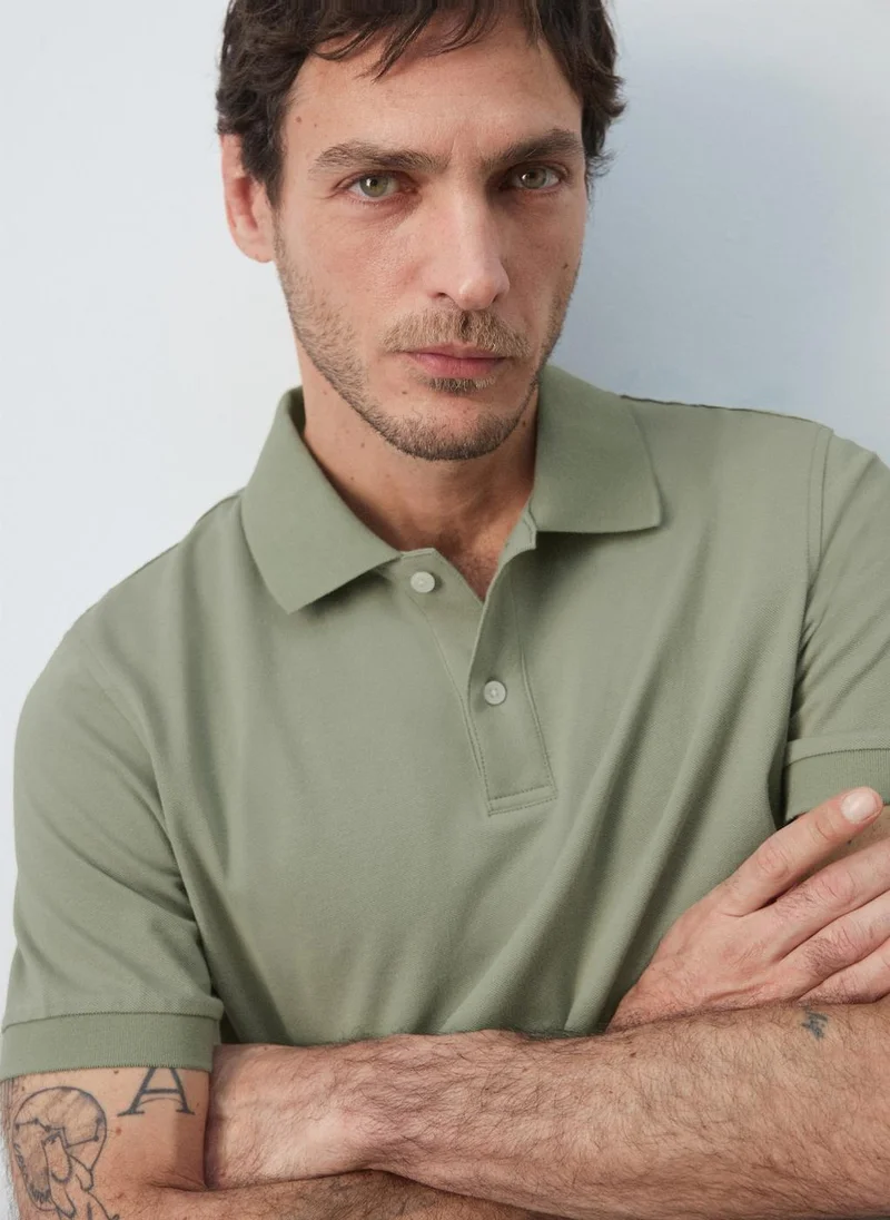 مانجو مان Regular-fit cotton piqué polo shirt
