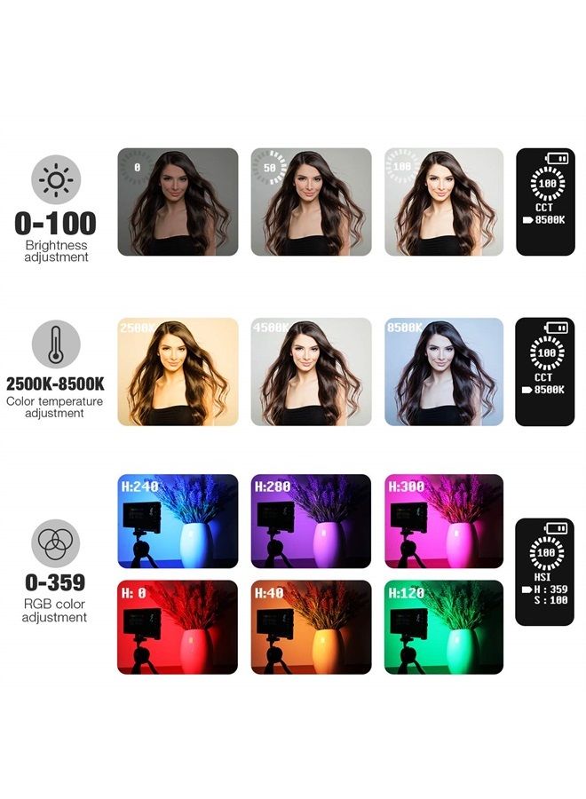 Pixel G1s RGB Video Light, Built-in 12W Rechargeable Battery LED Camera Light Full Color 12 Common Light Effects, CRI≥97 2500-8500K LED Video Light Panel with Aluminum Alloy Body