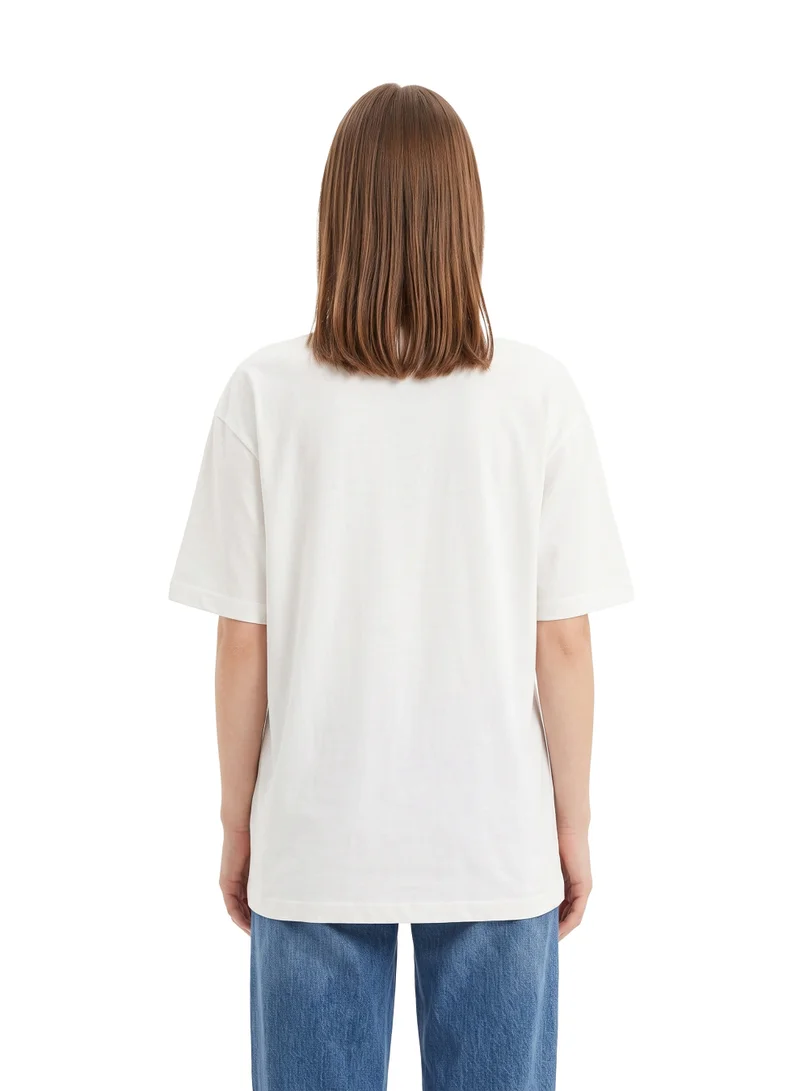Disney  Disney Mickey & Minnie Mouse Graphic Women’s Drop Shoulder T-Shirt | Vintage Character Print Casual Crew Neck Cotton Tee for Women | Best Price UAE