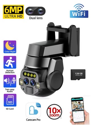 Dual Lens Outdoor WiFi Surveillance Camera, 10x Zoom 6MP Resolution, 2-Way Audio, High-definition Color Night Vision Monitoring IP66 Waterproof, 128G Card - pzsku/ZA69D10F5380610C970C0Z/45/1747797990/c11c1d6c-c229-4bfe-a216-7ea2ffc9721b