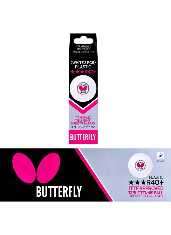 BUTTERFLY Butterfly-Three-Star R40+ Table Tennis Ball Pack Of 12 -7010680140-4906901203198  - Image 1
