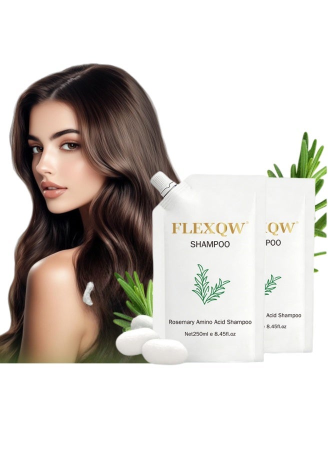 FLEXQW 2-Pack Rosemary Amino Acid Moisturizing Shampoo 250ml | Refreshing Cleanse, Smooth and Shiny Hair Care - Image 1