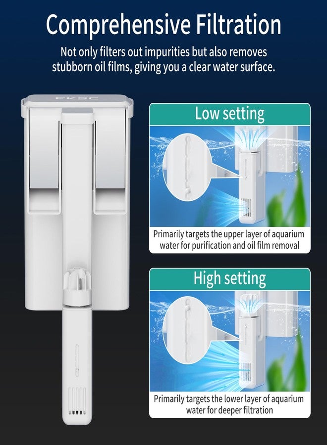 FKSC Hang On Back Aquarium Filter for 5-20 Gallons Fish Tanks, 3-Stage Multi-Stage Filtration with Surface Skimmer, Ultra Quiet HOB Power Waterfall Filter for Freshwater - Image 3