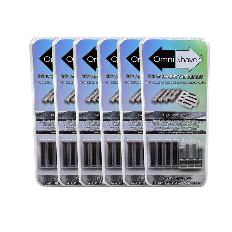 OmniShaver 6 Pack Premium Omnishaver Replacement Cartridge Refill Kit with One Blade Removal Tool - An Alternative to Disposable, Self Cleans & Strops During Use - Durable Smooth & Comfortable 24 Cartridges  - Image 1