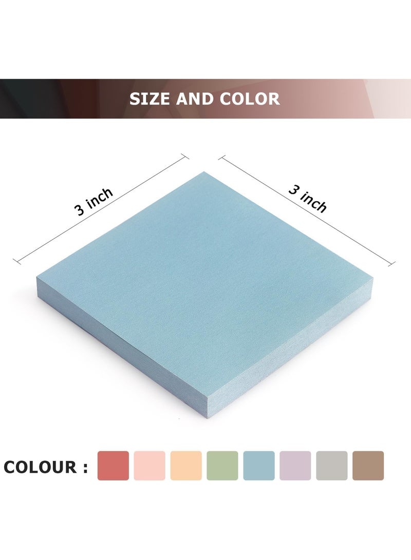 HZYH Sticky Notes 8 Vintage Colors 3x3in, Self-Stick Notes Pads with Easy to Post for School, Home, Office, 8 Pads/Pack, 80 Sheets/Pad - Image 3
