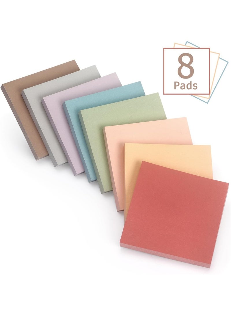 HZYH Sticky Notes 8 Vintage Colors 3x3in, Self-Stick Notes Pads with Easy to Post for School, Home, Office, 8 Pads/Pack, 80 Sheets/Pad - Image 2