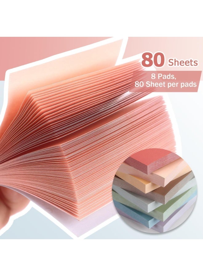 HZYH Sticky Notes 8 Vintage Colors 3x3in, Self-Stick Notes Pads with Easy to Post for School, Home, Office, 8 Pads/Pack, 80 Sheets/Pad - Image 5