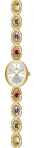 MASTOP Luxury Vintage Colorful Gemstone Oval Watch Fashion Ladies Small Dial for Women Quartz Wrist Watch Waterproof Watch Fashion Bangle with Stainless Steel Band Tool Included - Image 1