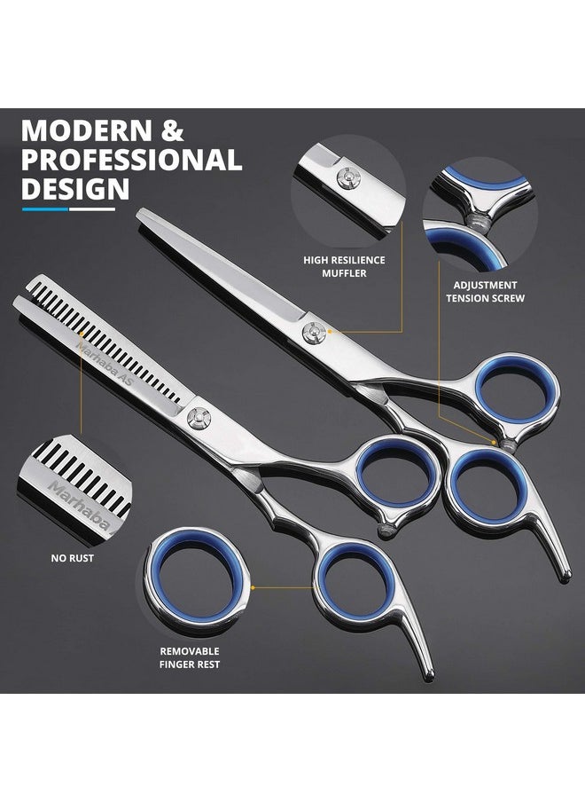 Marhaba AS Marhaba AS Hair Cutting Scissors Kit - Professional 10 Piece Barber Scissors Set with Hair Scissors Thinning Shears for Hair Cutting, Stainless Steel Barber Scissors with Cape and Feather Razor  - Image 2