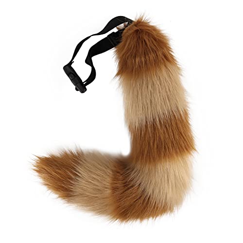 JUNBOON Faux Fur Tail for Cosplay Halloween Party Costume (Brown khaki) - Image 1