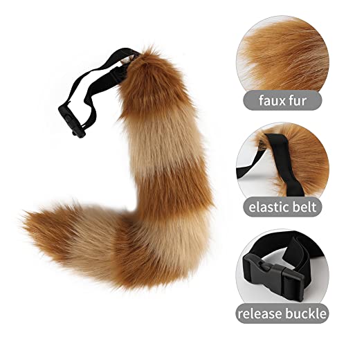 JUNBOON Faux Fur Tail for Cosplay Halloween Party Costume (Brown khaki) - Image 3