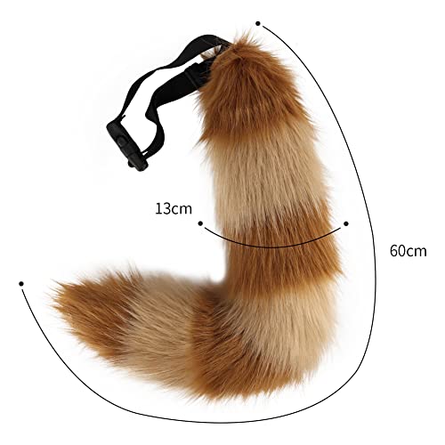 JUNBOON Faux Fur Tail for Cosplay Halloween Party Costume (Brown khaki) - Image 2