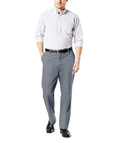 Dockers Men's Classic Fit Signature Khaki Lux Cotton Stretch Pants (Regular and Big & Tall), Burma Grey, 34W x 34L - Image 2