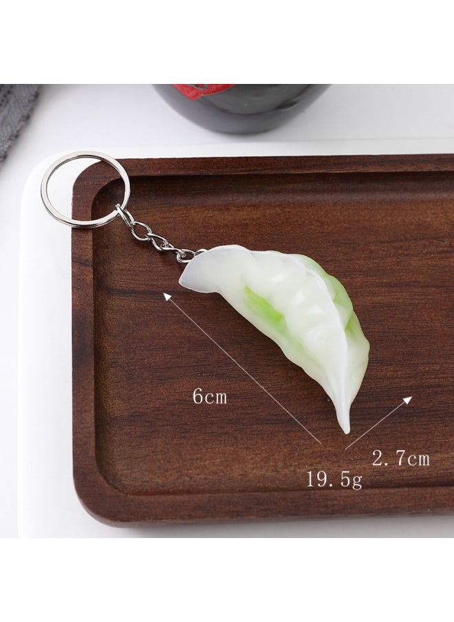 Simulation Fried Dumplings Model Roasted Dumplings Props Simulation Food Keychain Pendant Creative Food Festival Activity Souvenirs-Color:Medium Dumplings-Green (Key Ring)  - Image 1