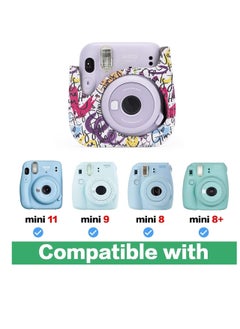 Excefore for Fujifilm Instax Protective Case PU Leather Instax Camera Compact Case for Fujifilm Instax Mini 11/9/8/8+ Instant Film Camera (Graffiti)  - Image 3